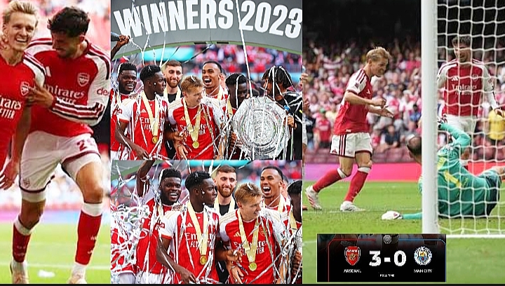 Arsenal trophy presentation and Goal and celebration images